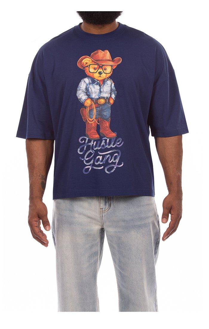 Hustle Gang Men's 10 Gallon Knit Graphic T-Shirt - Blue - BLUE